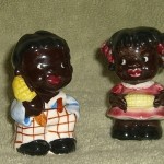 Black Americana Kids with Corn Salt Pepper Shakers