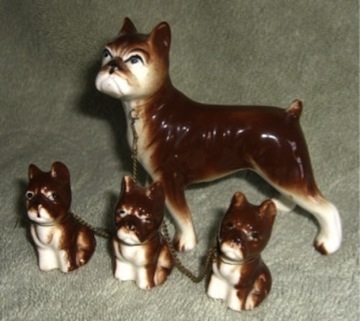Vintage Chained Boxer Bulldog Figurines