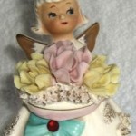 Vintage Lefton July Ruby Angel Water Lily Figurine