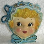 Vintage Dainty Miss Girl Lady Blue Head Vase Headvase