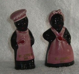 Vintage Black Americana Pink Mammy Salt and Pepper Shakera