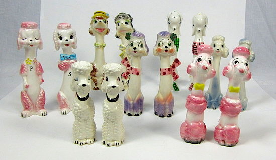 Vintage 1950s Poodle Dog Salt and Pepper Shakers - Kitschy Cute and Made in Japan