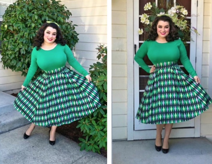 Yasmina Greco Laura Byrnes California Long Jun Skirt in Green House Harlequin
