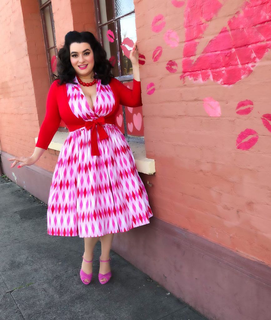 Yasmina Greco Pink Harlequin Pinup Girl Dress