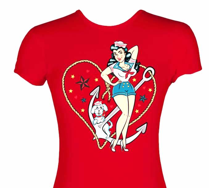 Seaside Sweetie Nautical Sailor Girl Red T-Shirt