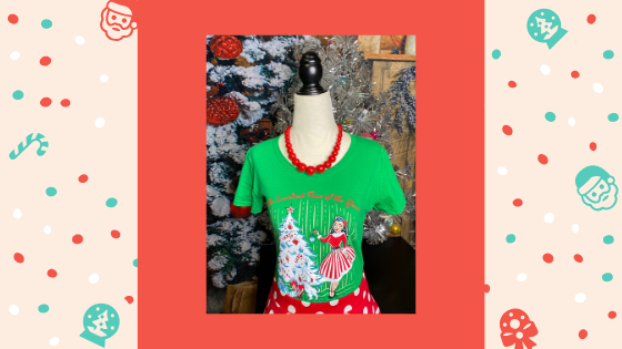 Crazy4Me Style Christmas Holiday Top in Winter Pine Green