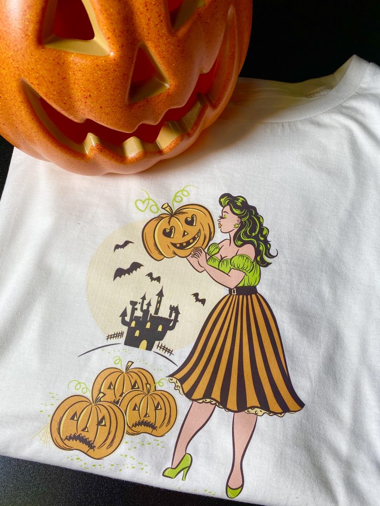 Halloween Pinup Pumkin Princess T-Shirt Crazy4Me Style