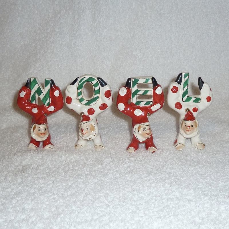 Vintage Christmas NOEL Clown Figures JAPAN 1950s