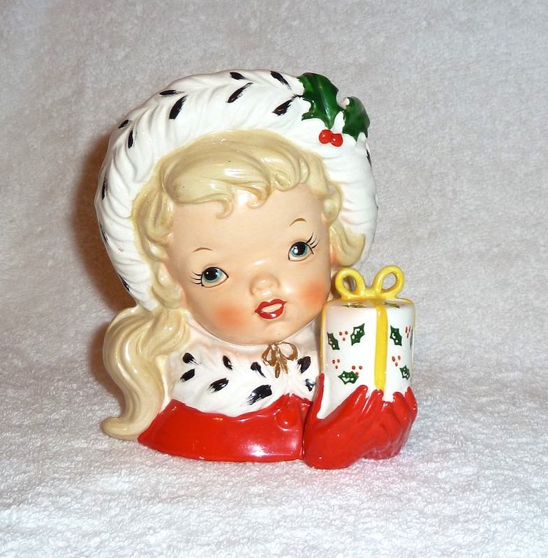 Vintage Christmas Napco Head Vase