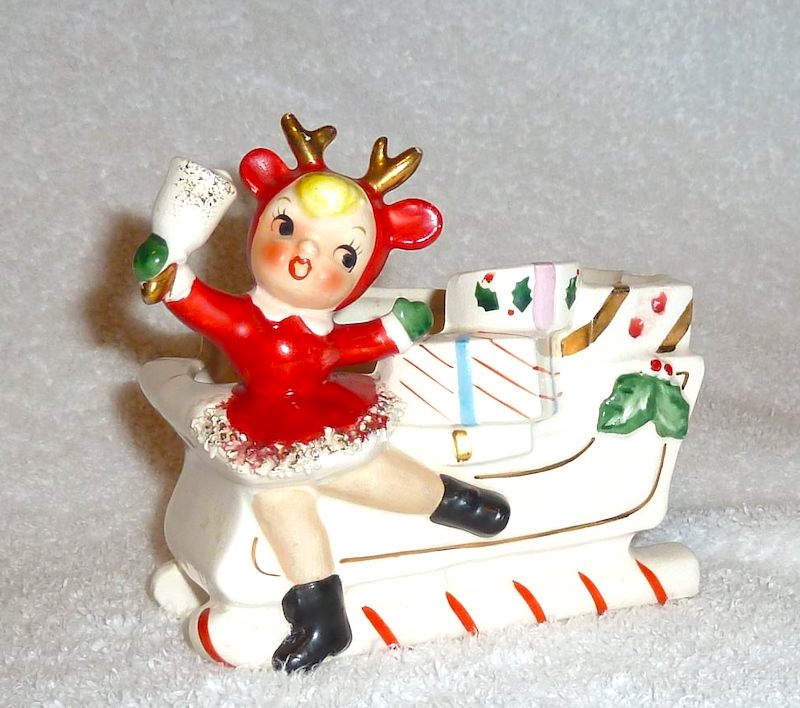 Vintage Christmas Rubens Skater Girl Planter