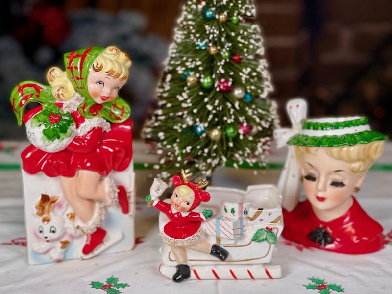 Vintage Christmas Head Vases and Planters