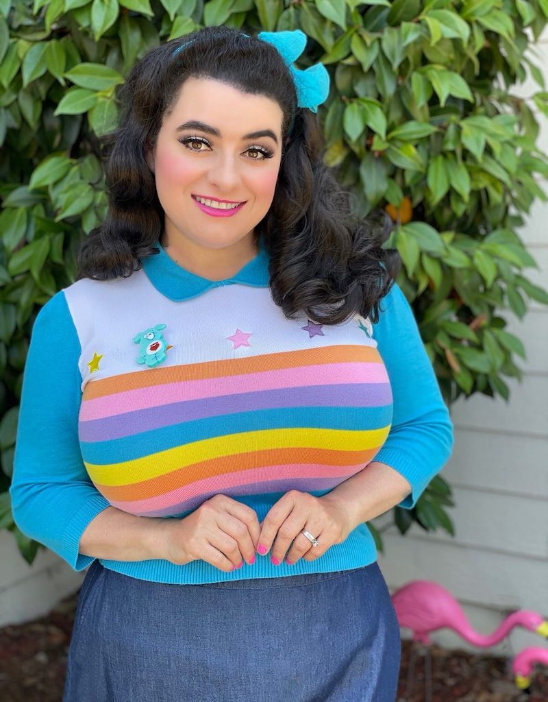 Retro Rainbow Sweater Girl