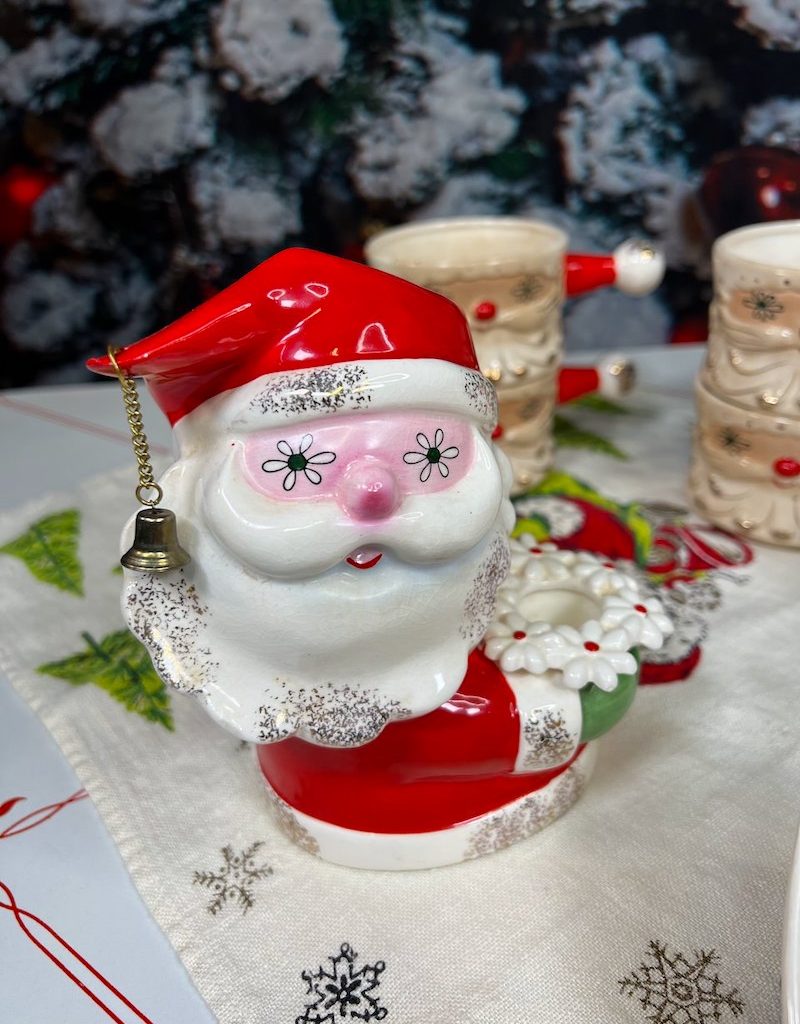 Holt-Howard Starry Eyed Santa Candle Holder Planter