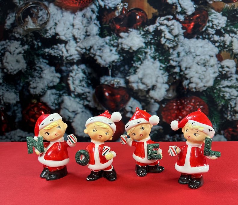 Vintage Christmas NOEL Santa Pixie Elves Boys