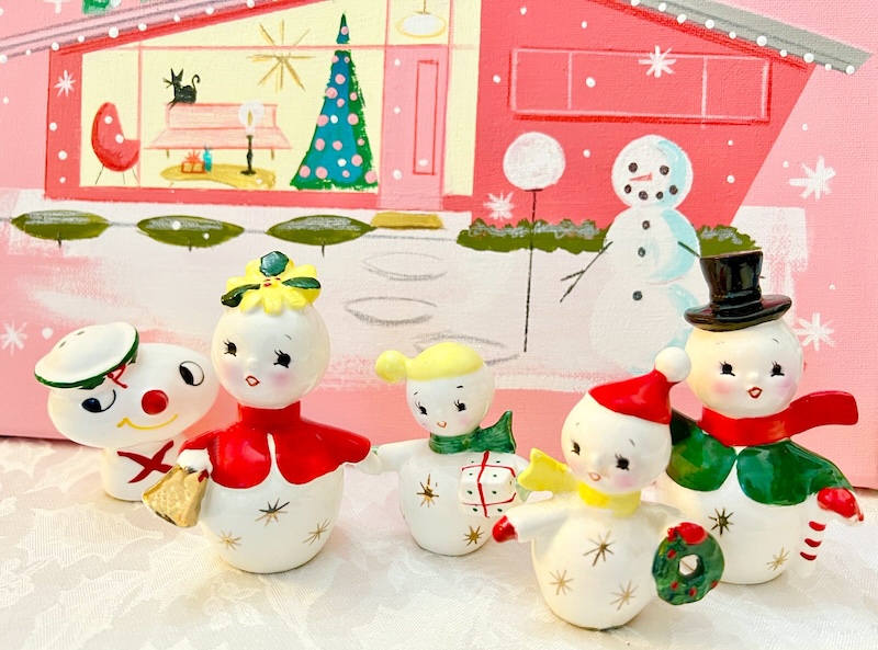 Vintage Norcrest Snowman Family Salt and Pepper Shakers