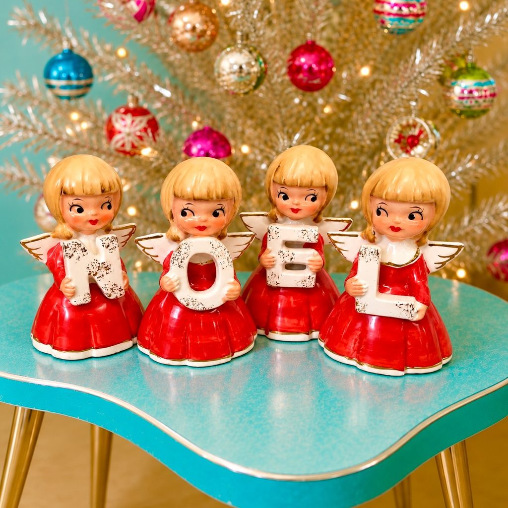 Holt Howard Noel Candleholders Red Angels