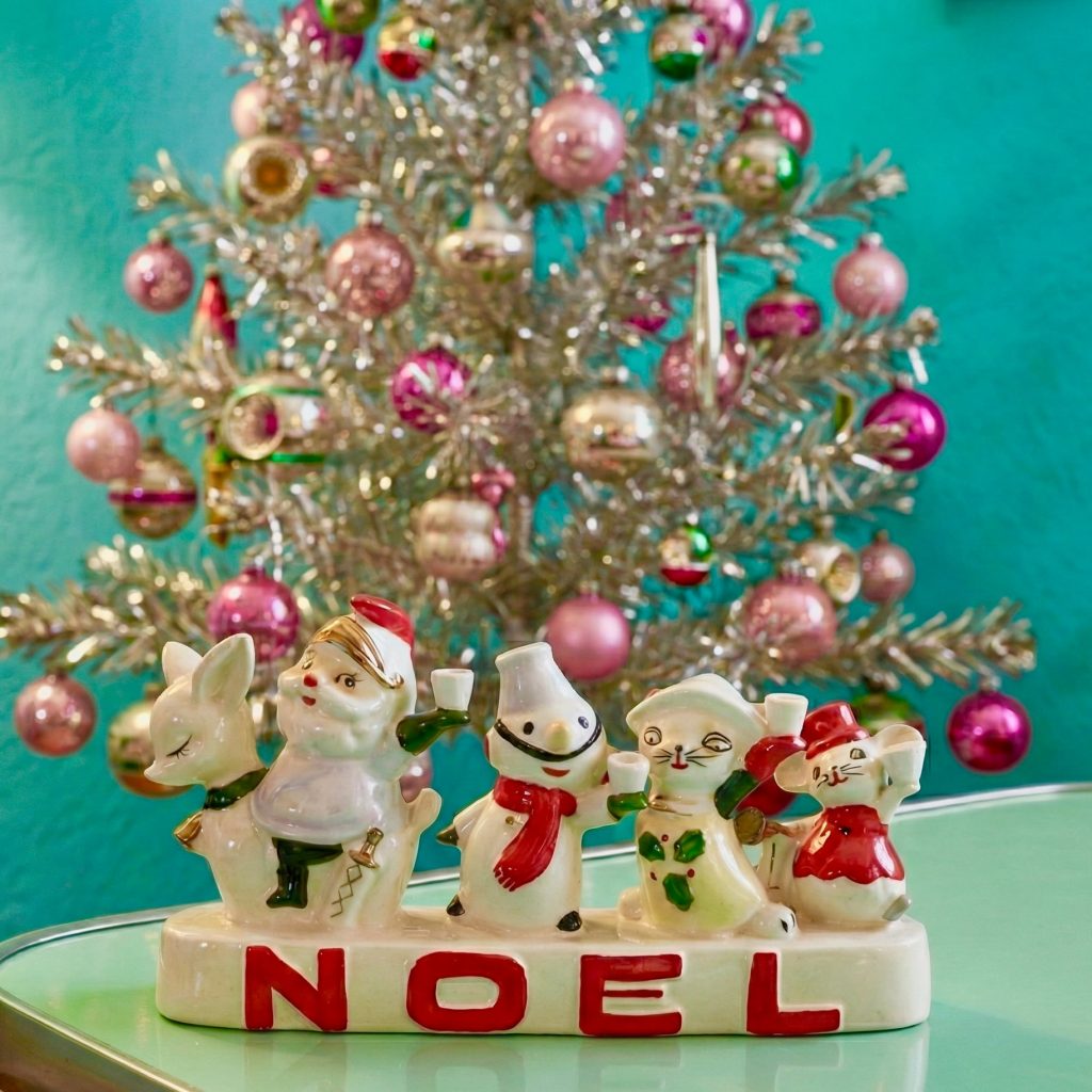 Holt Howard Noel Candleholder- Santa Riding a Deer with Snowman and Mice