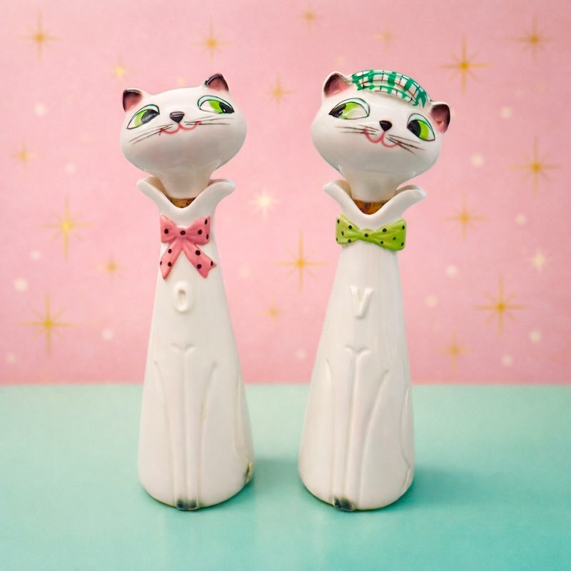 Holt-Howard Cozy Kitten Oil and Vinegar Cruets rare Japan
