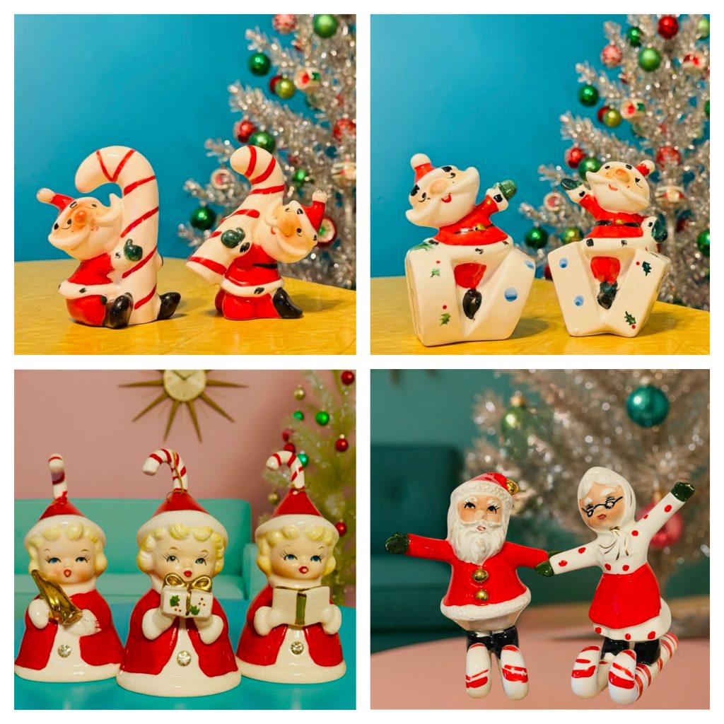 希少 美品  美しい サンタクロース  ゴージャス エレガント ヴィンテージ Very Hard to Find Vintage Japan Christmas 1950s Family of Skiing